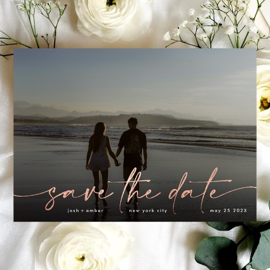 Roos Gold Foil Black Moderne foto verlichting Save The Date