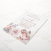 Roos Gold Foil Blush Flowers Weddenschap Folie Uitnodiging (Gedraaid)