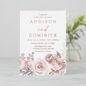 Roos Gold Foil Blush Flowers Weddenschap Folie Uitnodiging (Staand Voorkant)
