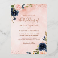 ROOS GOLD FOIL Blush Navy Floral Wedding