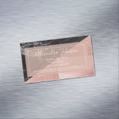 Roos Gold Foil | Blush roze en Black Geometric Magnetisch Visitekaartje (Voorbeeld)