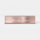 Roos Gold Foil | Blush roze Folie Moderne Bureau Naambordje (Voorkant)
