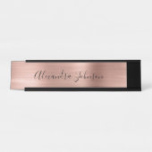 Roos Gold Foil | Blush roze Folie Moderne Bureau Naambordje (Voorkant)