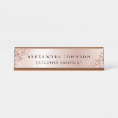 Roos Gold Foil | Blush roze Folie Moderne Bureau Naambordje (Voorkant)