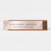 Roos Gold Foil | Blush roze Folie Moderne Bureau Naambordje (Voorkant)