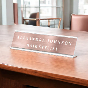 Roos Gold Foil   Blush roze Folie Moderne Bureau Naambordje