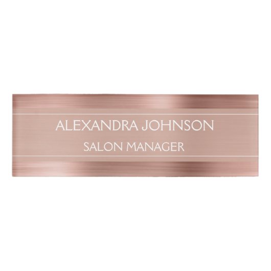 Roos Gold Foil | Blush roze Folie Moderne Naambadge (Voorkant)