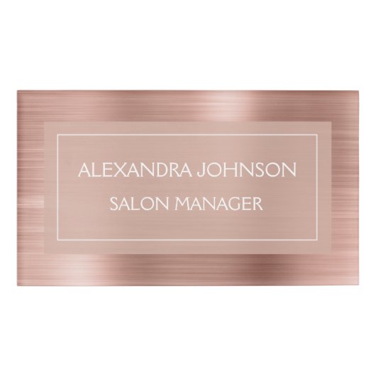 Roos Gold Foil | Blush roze Folie Moderne Naambadge (Voorkant)