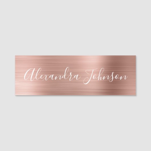 Roos Gold Foil | Blush roze Folie Moderne Naamplaatje (Voorkant)