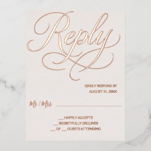 Roos Gold Foil Blush RSVP-kaart Folie Uitnodiging Briefkaart