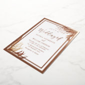 Roos Gold Foil Bohemian Boho Leaves Wedding Folie Uitnodiging (Gedraaid)