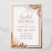 Roos Gold Foil Bohemian Boho Vrijgezellenfeest Folie Uitnodiging (Voorkant)