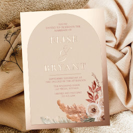 Roos Gold Foil Boho Floral Blush Wedding Folie Uitnodiging