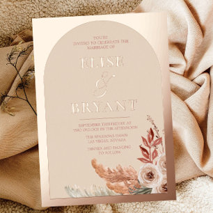 Roos Gold Foil Boho Floral Blush Wedding Folie Uitnodiging
