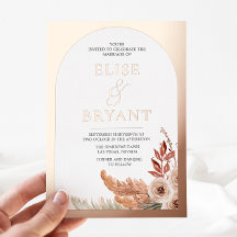 Roos Gold Foil Boho Floral Modern White Wedding