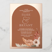 Roos Gold Foil Boho Floral Summer Wedding Folie Uitnodiging (Voorkant)