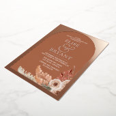 Roos Gold Foil Boho Floral Summer Wedding Folie Uitnodiging (Gedraaid)