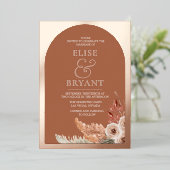 Roos Gold Foil Boho Floral Summer Wedding Folie Uitnodiging (Staand Voorkant)