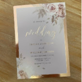 Roos Gold Foil Border Blush Floral Wedding Folie Uitnodiging