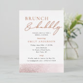 Roos Gold Foil Bridal Brunch en Bubble Folie Uitnodiging (Staand Voorkant)