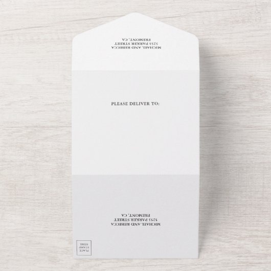 Roos Gold Foil bruiloft  All In One Uitnodiging (Buitenkant)