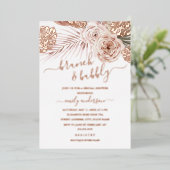 ROOS GOLD FOIL Brunch en eventueel Vrijgezellenfee Folie Uitnodiging (Staand Voorkant)