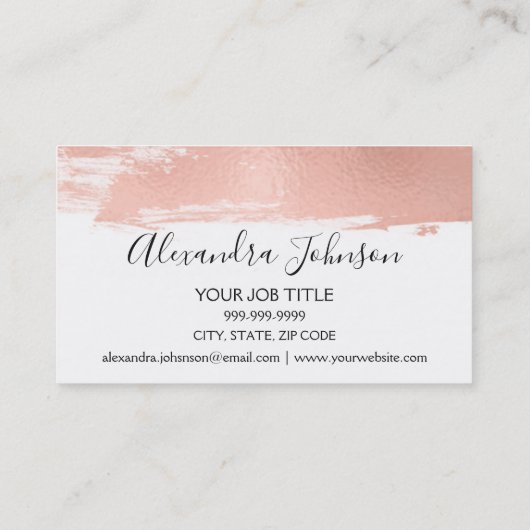 Roos Gold Foil Brush Stroke Hair Stylist Visitekaartje (Achterkant)