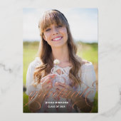 Roos Gold Foil Calligrafie Fotografie GraduPartij Folie Uitnodiging (Voorkant)