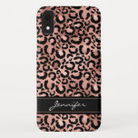 Roos Gold Foil Cheetah Pattern - Persoonlijke naam Case-Mate iPhone Case<br><div class="desc">Monogrammed Fun and Modern Blush Pink - Roos Gold Foil en Black Cheetah of Leopard Animal Pattern of Print Smart Phone Case waar je jouw naam aan kunt toevoegen - monogram. Neem contact op met de ontwerper als u aanvullende overeenkomende items wilt.</div>