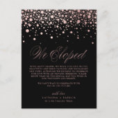 Roos Gold Foil Confetti Black Weddenschap Elopemen Aankondigingskaart (Voorkant)
