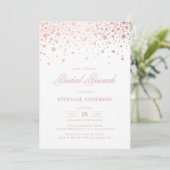 Roos Gold Foil Confetti Bridal Brunch Uitnodiging (Staand voorkant)