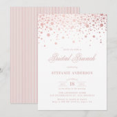 Roos Gold Foil Confetti Bridal Brunch Uitnodiging (Voorkant / Achterkant)