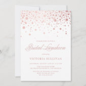 Roos Gold Foil Confetti Bridal Luncheon Invitation Kaart (Voorkant)
