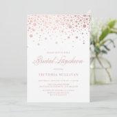 Roos Gold Foil Confetti Bridal Luncheon Invitation Kaart (Staand voorkant)
