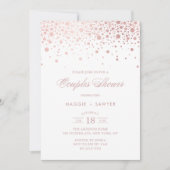 Roos Gold Foil Confetti Couples Shower Invitation Kaart (Voorkant)