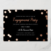 Roos Gold Foil Confetti Engagement Party nodigt ui Folie Uitnodiging (Voorkant)