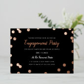 Roos Gold Foil Confetti Engagement Party nodigt ui Folie Uitnodiging (Staand Voorkant)