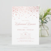 Roos Gold Foil Confetti Rehearsal Dinner Invite Kaart (Staand voorkant)