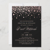 Roos Gold Foil Confetti Stippen Black B'not Mitzva Kaart (Voorkant)