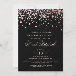 Roos Gold Foil Confetti Stippen Black B'not Mitzva Kaart
