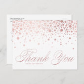 Roos Gold Foil Confetti Stippen Dank u Briefkaart (Voorkant / Achterkant)