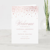 Roos Gold Foil Confetti Stippen White Wedding Book Programma (Voorkant)
