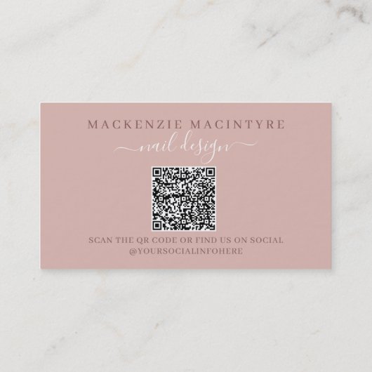 Roos Gold Foil Copper Brusg QR Code Visitekaartje (Achterkant)