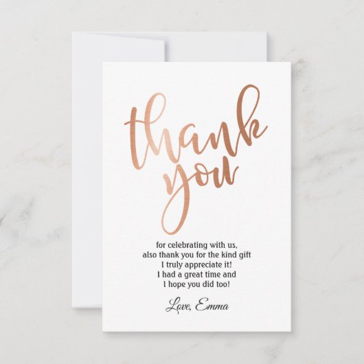 Roos Gold Foil , dank u wel! Bedankkaart (Voorkant)