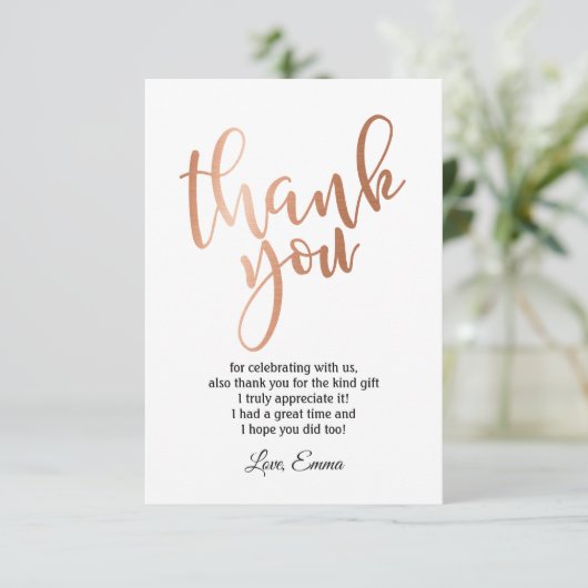 Roos Gold Foil , dank u wel! Bedankkaart (Staand voorkant)