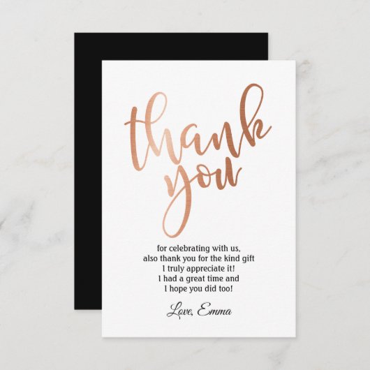 Roos Gold Foil , dank u wel! Bedankkaart (Voorkant / Achterkant)