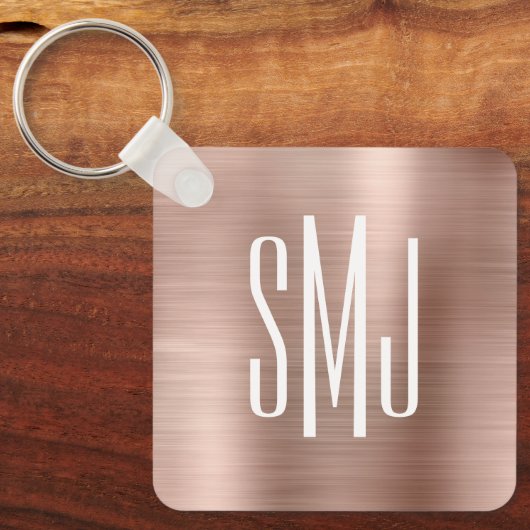 Roos Gold Foil DrieletterMonogram Sleutelhanger (Voorkant)