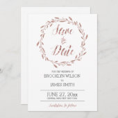 Roos Gold Foil-effect Bespaar de datumkaarten Save The Date (Voorkant / Achterkant)