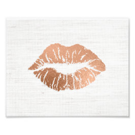 Roos Gold Foil-effect Luscious Lips Wedding Foto Afdruk
