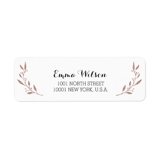 Roos Gold Foil Effect Return Address Labels Floral (Voorkant)